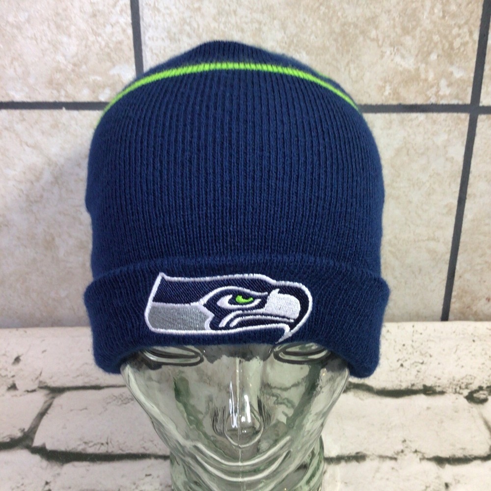 Seattle Seahawks Subway Blue Beanie Hat Warm Winter Cap Mens One Size